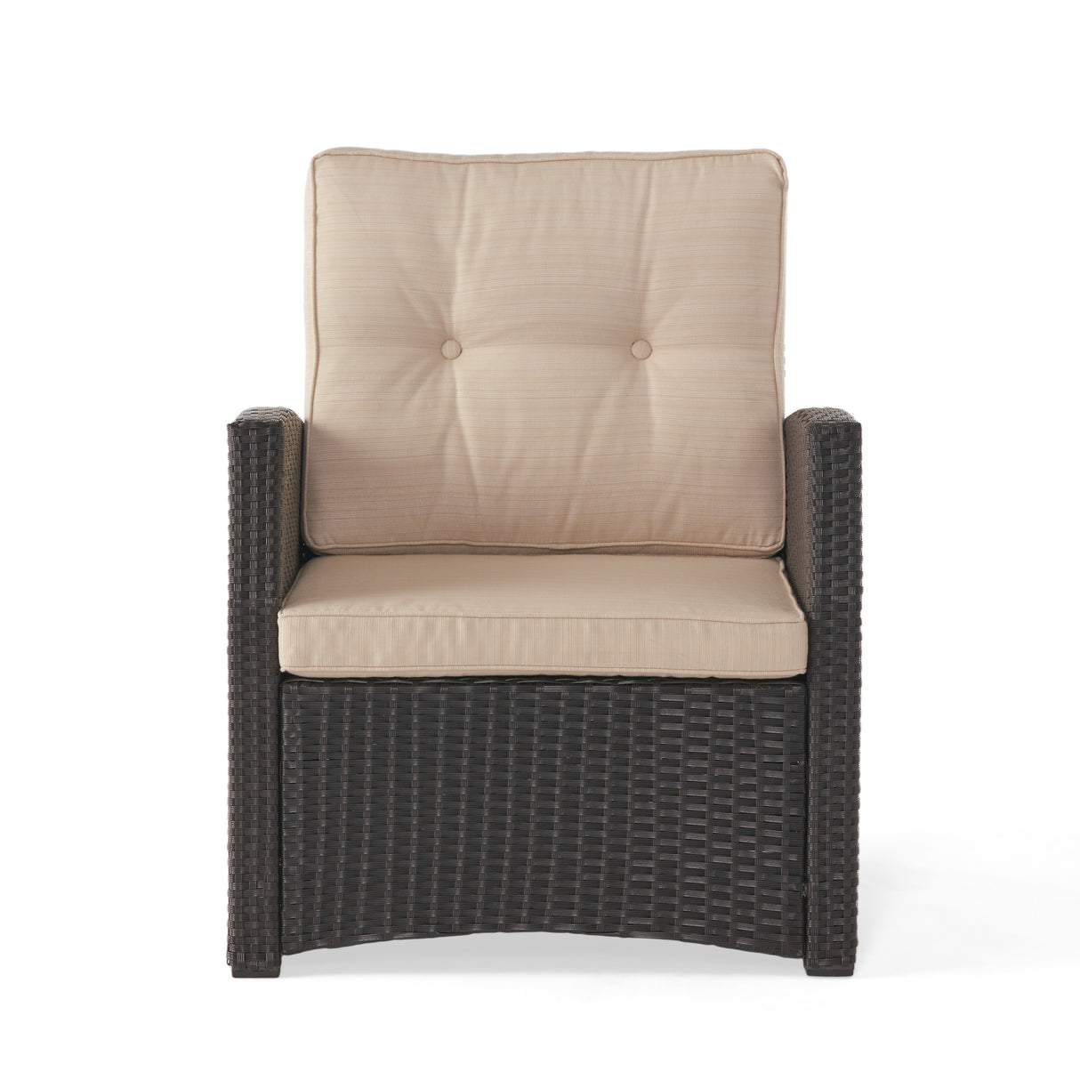 ST MARTA Single Sofa Outdoor Relaxation Dark Brown PE Rattan Iron Waterproof Fabric
