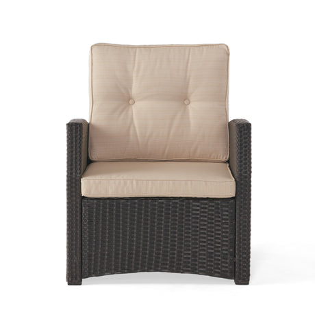 ST MARTA Single Sofa Outdoor Relaxation Dark Brown PE Rattan Iron Waterproof Fabric