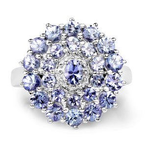 2.27 Carat Genuine Tanzanite .925 Sterling Silver Ring