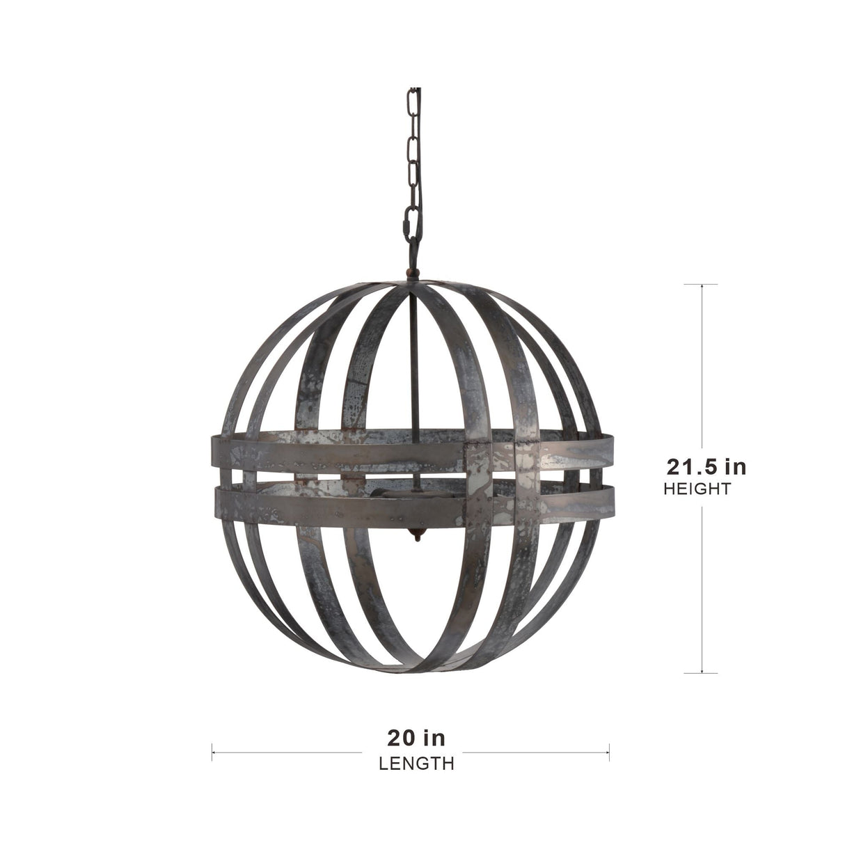 4 Light Galvanized Chandelier, Hanging Light Fixture With Adjustable Chain For Kitchen, Bulb Not Included - Gray