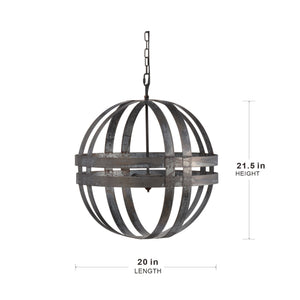 4 Light Galvanized Chandelier, Hanging Light Fixture With Adjustable Chain For Kitchen, Bulb Not Included - Gray