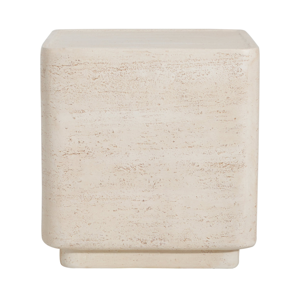 Daphne Outdoor Patio MGO Side Table Beige Travertine Finish