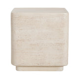 Daphne Outdoor Patio MGO Side Table Beige Travertine Finish