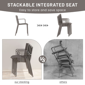 4 Modern Stackable Plastic Armchair Matched With Folding Square Table