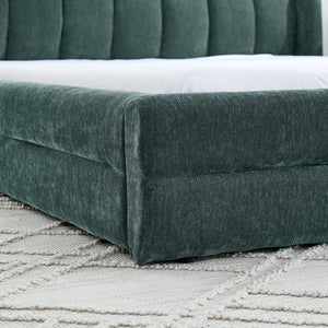 Modern Upholstered Bed Frame With Thick Fabric And Headboard