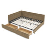 Mid-Century Storage Upholstered Tufted Bed Frame With Backrest And Armrests