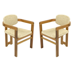 Outdoor Woven Rattan Chair Set - Two Accent Chairs