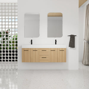 60" Floating Double Sink Bathroom Vanity with Drawers and Doors