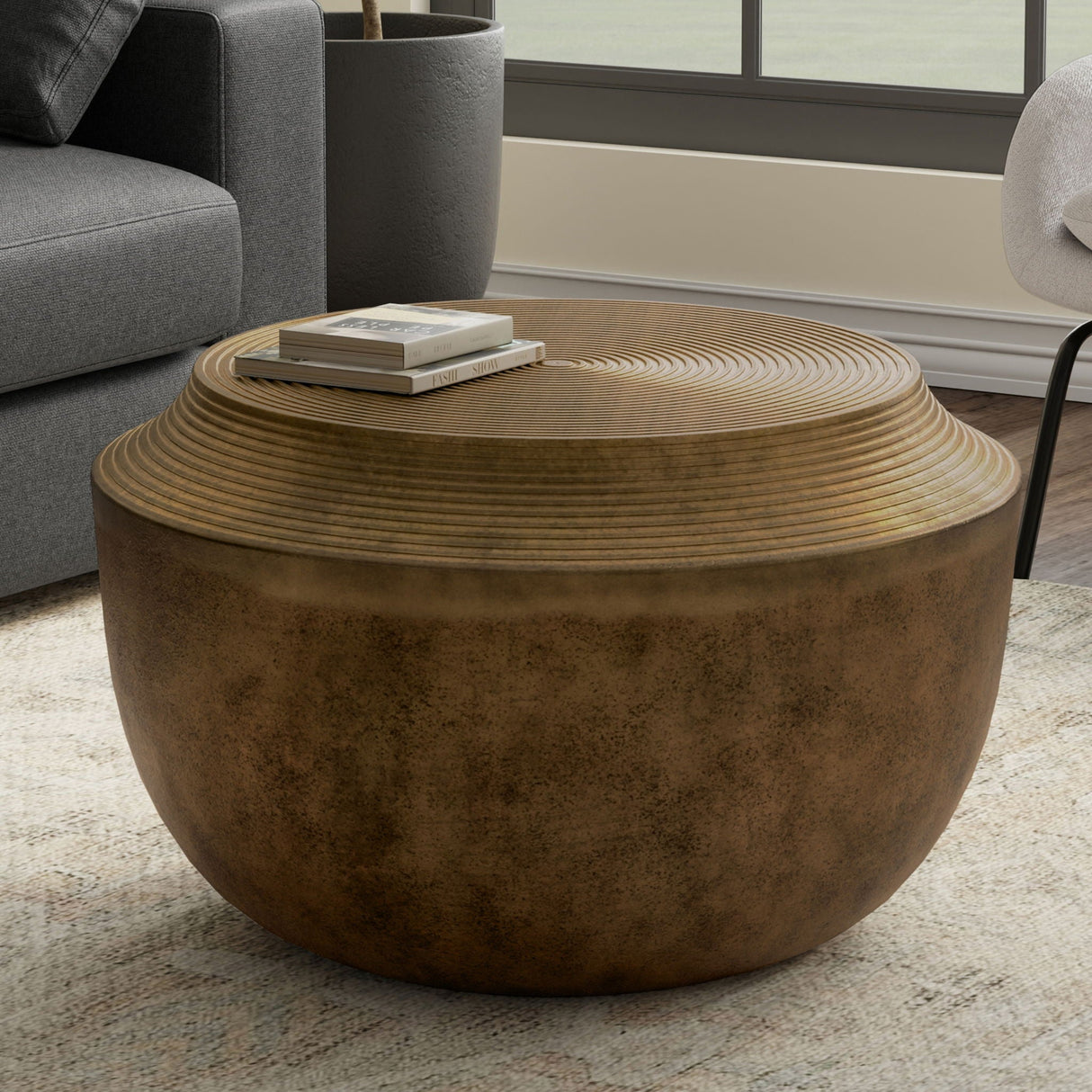 Timmons - Cast Aluminum Coffee Table - Brown