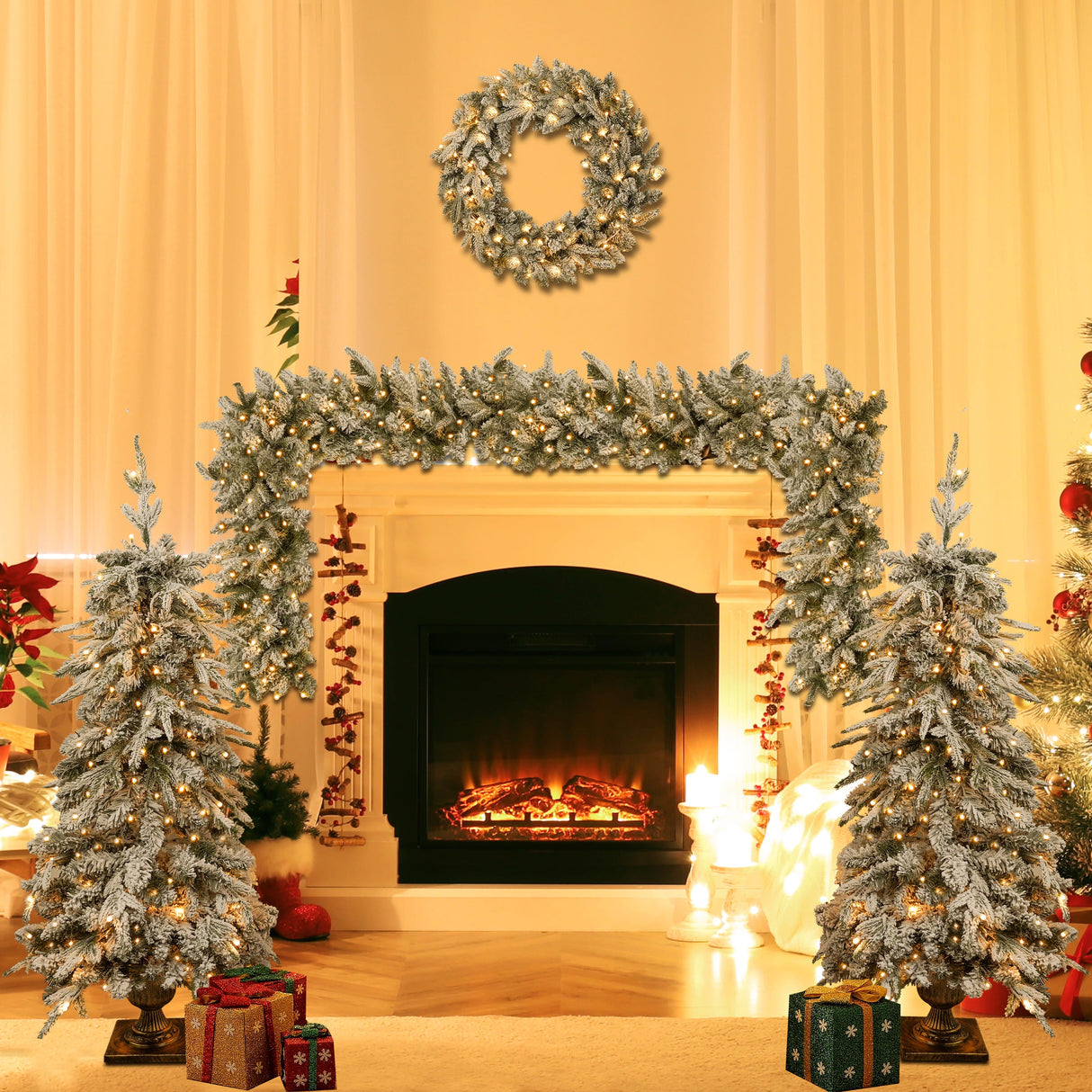 Pre-Lit Christmas Artificial Tree 4-Piece Set