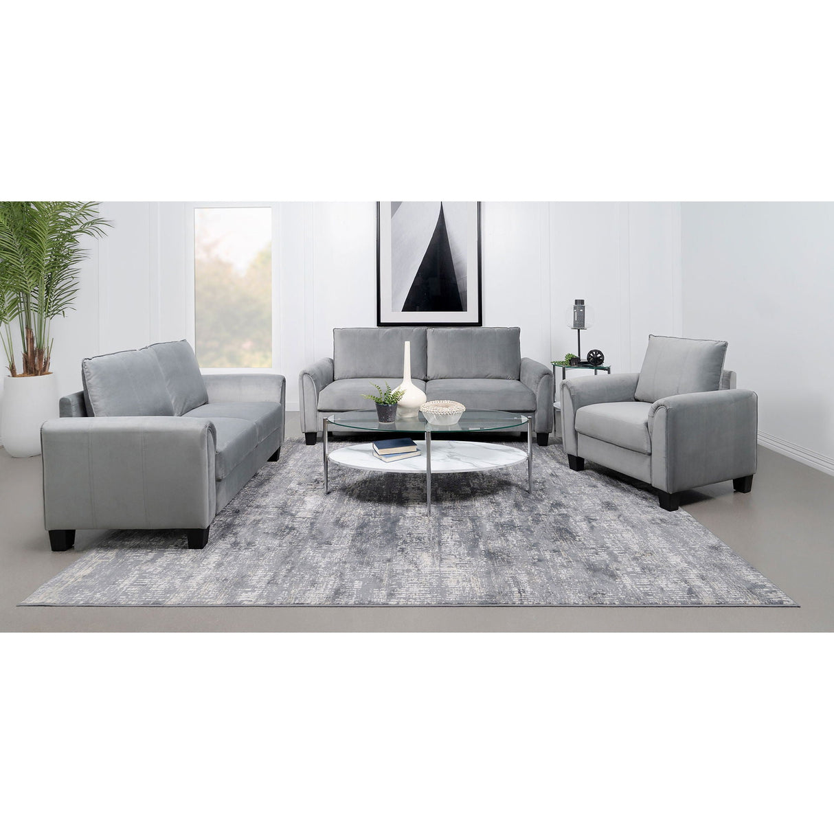 Dixon - Upholstered Rolled Arm Accent Chair - Gray