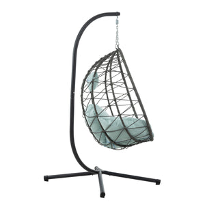 Egg Chair with Stand Indoor Outdoor Swing Chair Patio Wicker Hanging Egg Chair