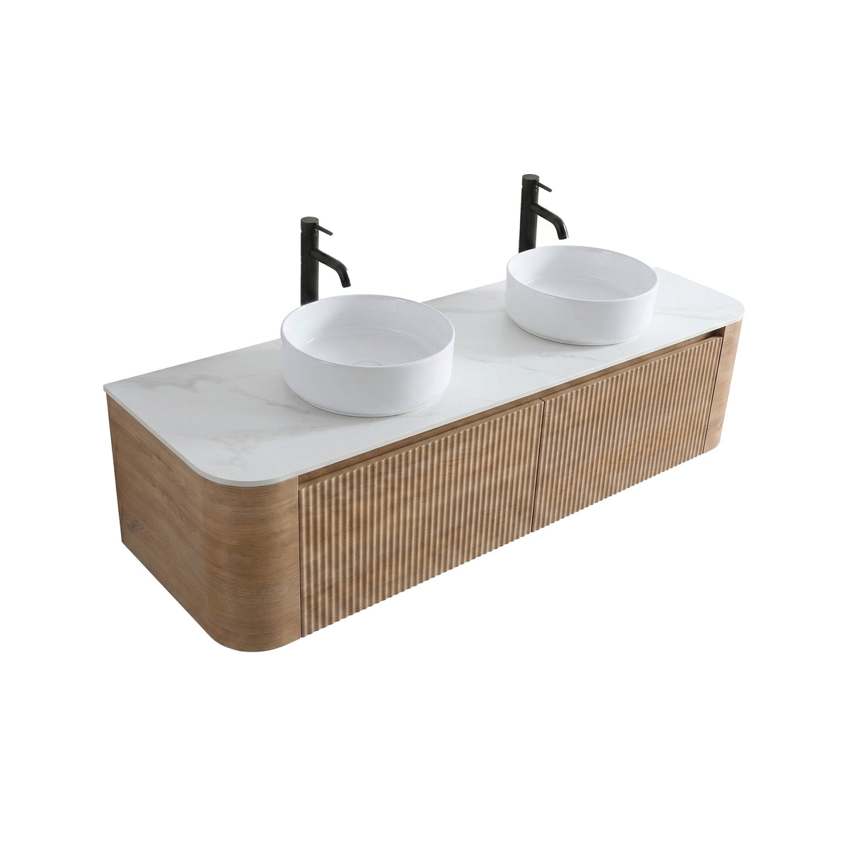 Erba 60 Inch Bathroom Vanity with Sink - Honey Oak and White