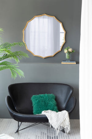 D40' Round Sunburst Wall Mirror with Gold Finish, Wall Decor Mirror for Entryway Bedroom Living Room
