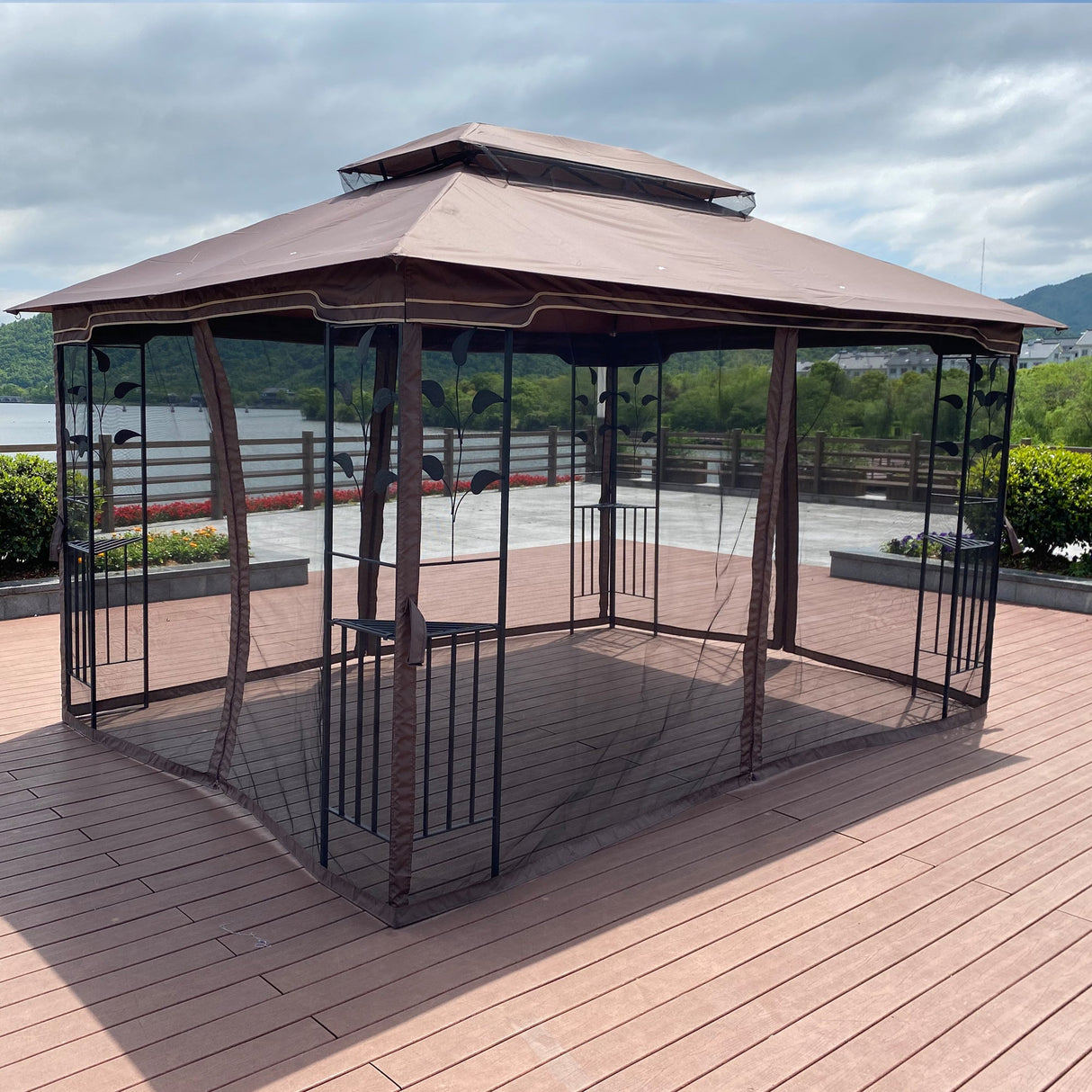 Gazebo tent with double roof & mosquito net