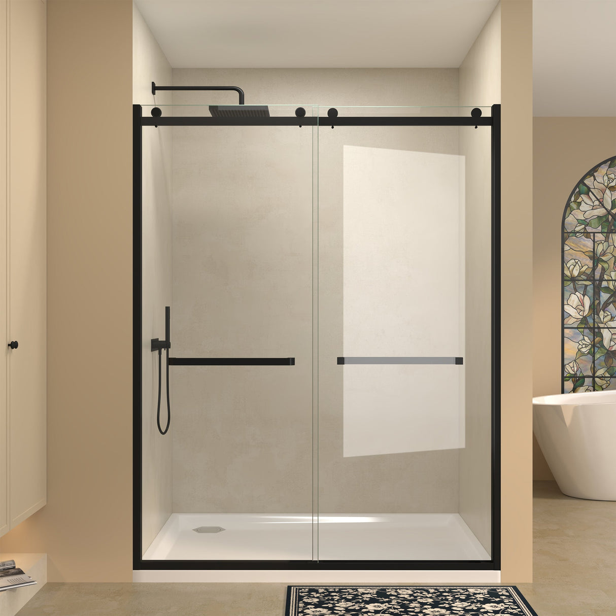 Semi-Frameless Double Sliding Glass Shower Doors