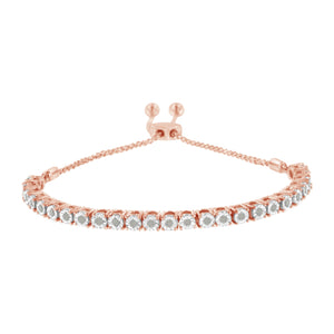 10K Yellow Gold over .925 Sterling Silver 1/4 Cttw Miracle-Set Diamond 4â€-10â€ Adjustable Bolo Tennis Bracelet (I-J Color, I3 Clarity)