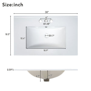 Bathroom Vanity With Ceramic Basin, Soft Close Door And Adjustable Shelves