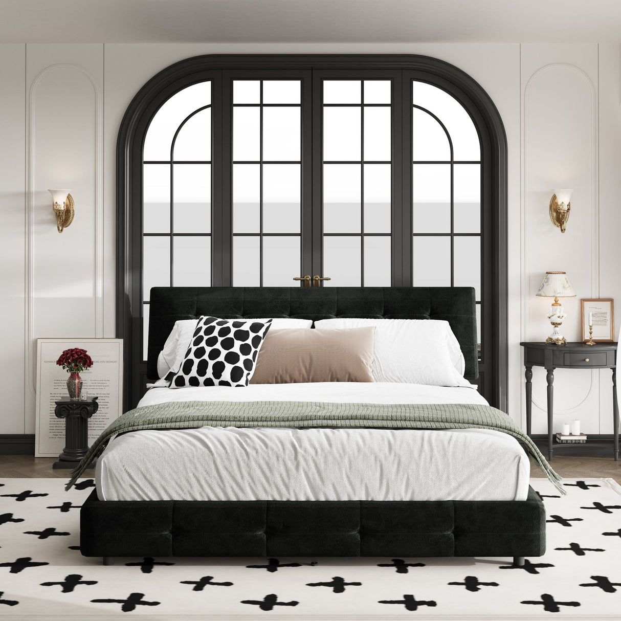 Tufted Headboard With Extra-Large Ultra-Soft Cloud Pillow Design