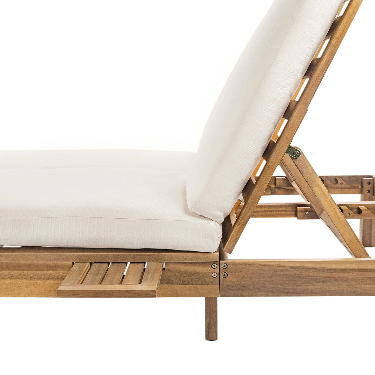 TREXM 5-Position Adjustable Backrest Double Chaise Lounge Outdoor