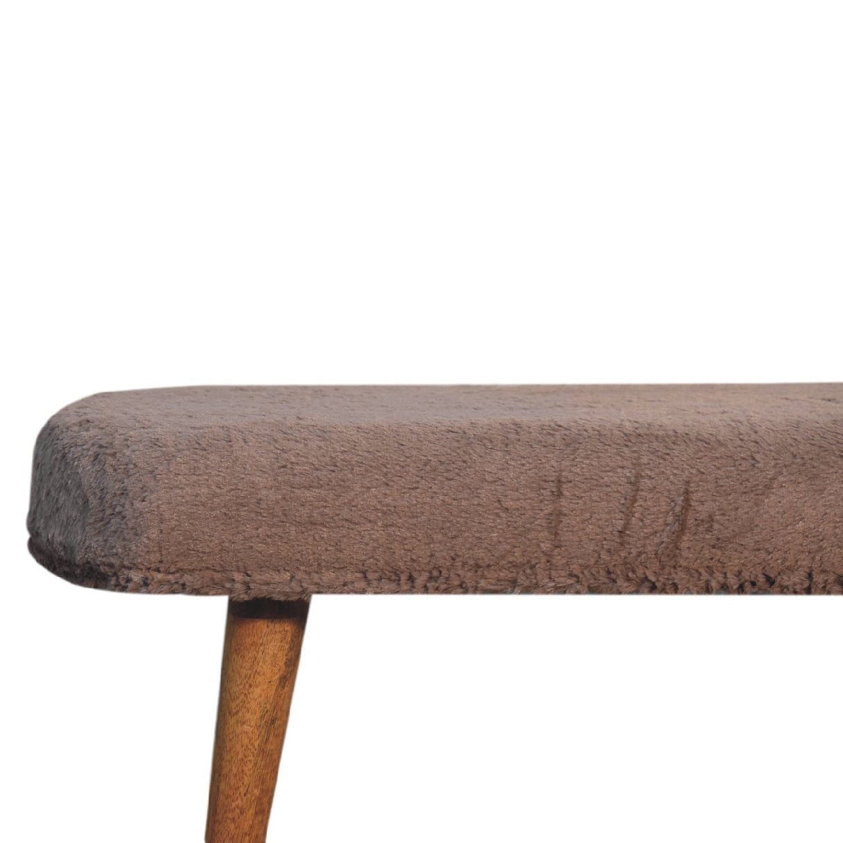 Solid Wood Faux Fur Fabric Bench, Upholstered, Nordic Legs