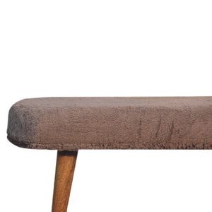 Solid Wood Faux Fur Fabric Bench, Upholstered, Nordic Legs