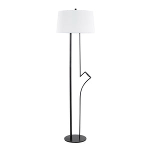 Shadow Contemporary Floor Lamp in Black Steel with White Linen Shade