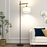 61' Wood Arched Floor Lamp With Pedal Switch