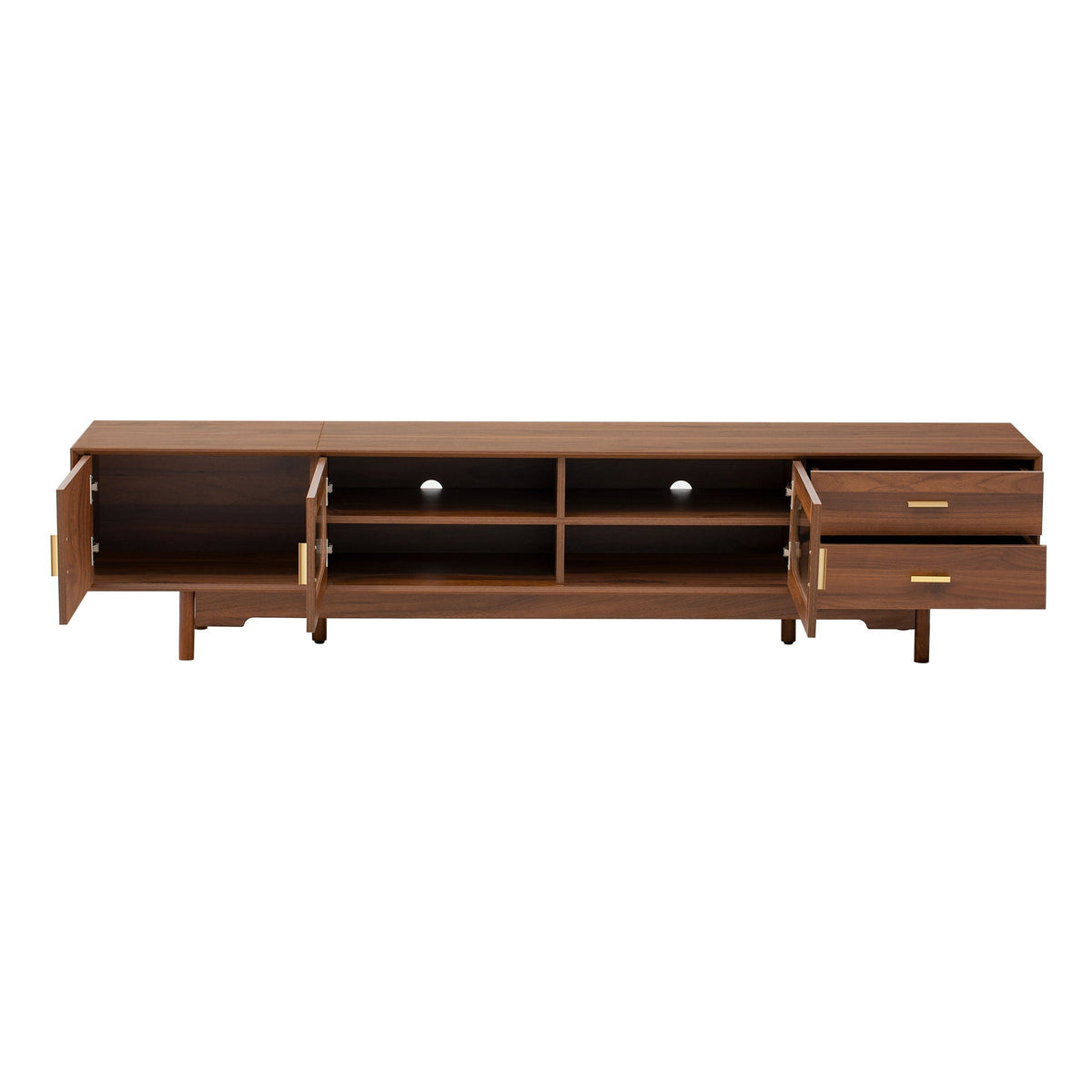 Modern TV Stand With Fluted Glass Doors & 2 Drawers