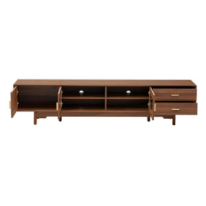 Modern TV Stand With Fluted Glass Doors & 2 Drawers