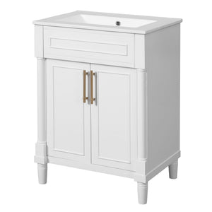 Bathroom Vanity With Integrated Sink, 2 Door Cabinet, Single Sink For Small To Medium Bathrooms