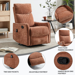 Orange Heat Massage Manual Recliner Chair with Rocker and Swivel