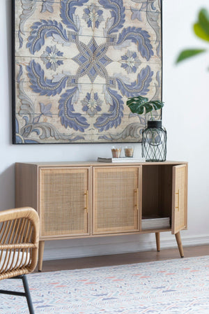 Wooden Accent TV Cabinet With 3 Doors - Brown