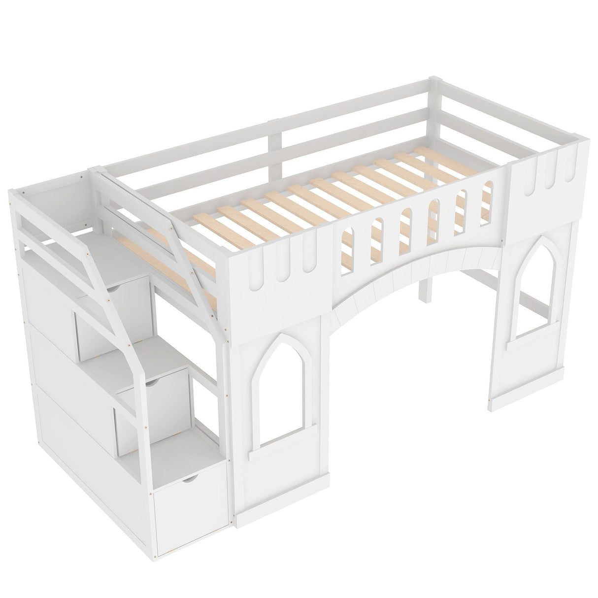 Loft Bed With Storage Staircase And Windows