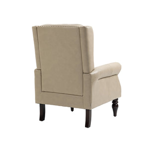Modern Accent Lounge Chair with Sturdy Wood Legs in Camel PU Leather
