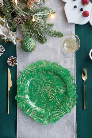 Plastic Charger Plate (Set of 8) with Elegant Design - Black, Green, or Red
