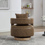 Fernleigh Swivel Accent Open Back Barrel Chair With Weathered Base