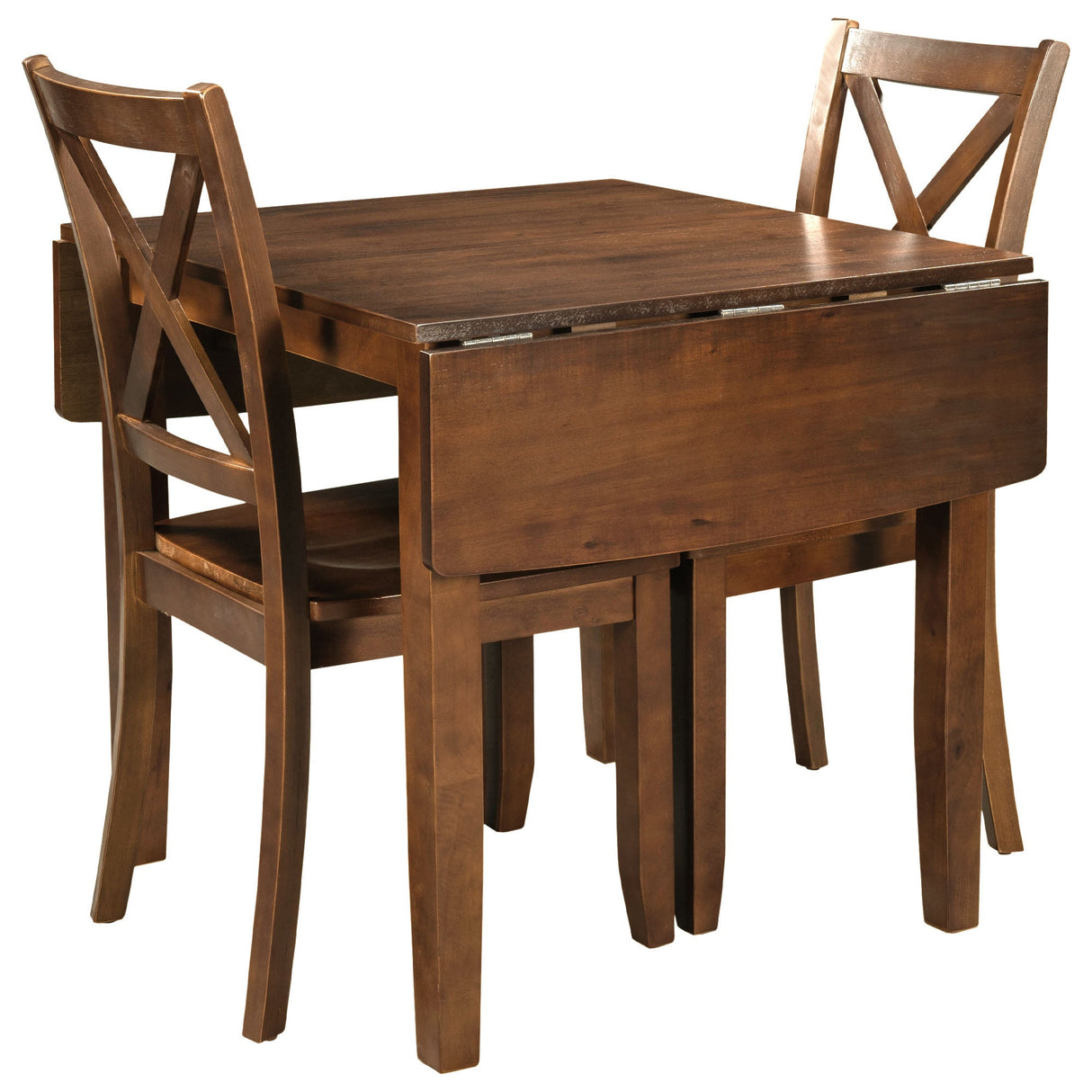 TOPMAX 3-Piece Wood Drop Leaf Breakfast Nook Dining Table Set with 2 X-back Chairs