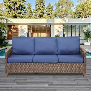73.6" Wide Outdoor Wicker Patio Sofa
