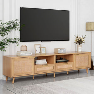 TV Stand Media Console with Cable Management - Light Brown or Black