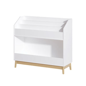 Bookcase Organizer With Storage, 3 Tier Toddler Book Display Shelf For Playroom - White