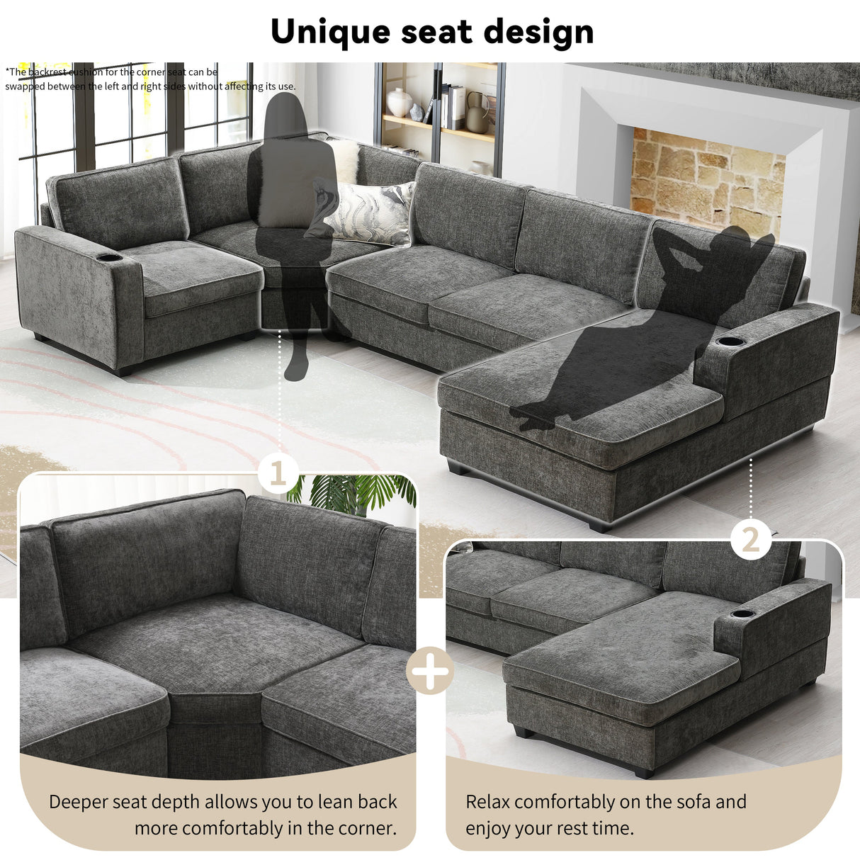 117.5" U-Shaped Sectional Sofa