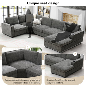 117.5" U-Shaped Sectional Sofa