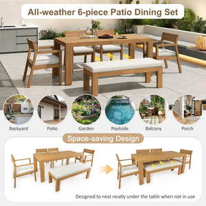 TREXM Patio Dining Table Set for 6 with Umbrella Hole