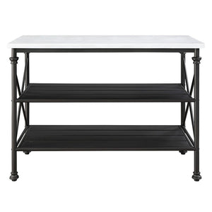 Brahm - Kitchen Island - White Marble Top & Gray