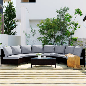 TOPMAX 5-Piece Gray PE Rattan Outdoor Patio Sofa Set