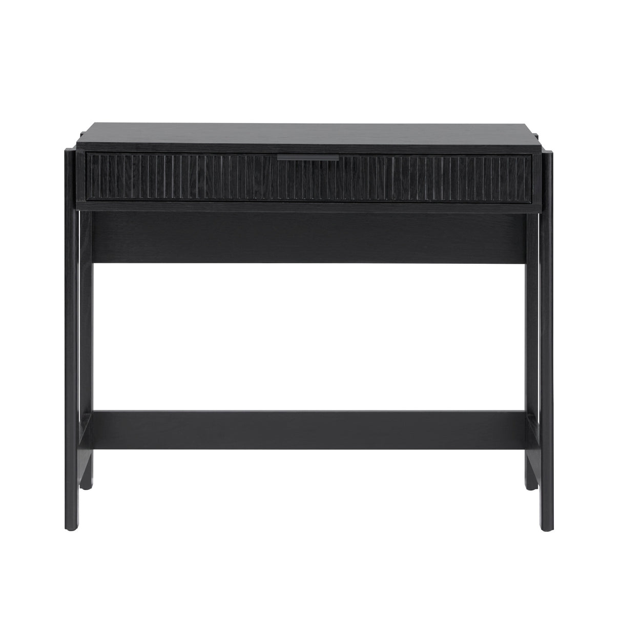 Transitional Reeded Writing Desk with Drawer - Black MDF, 38 Inch Length