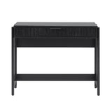 Transitional Reeded Writing Desk with Drawer - Black MDF, 38 Inch Length
