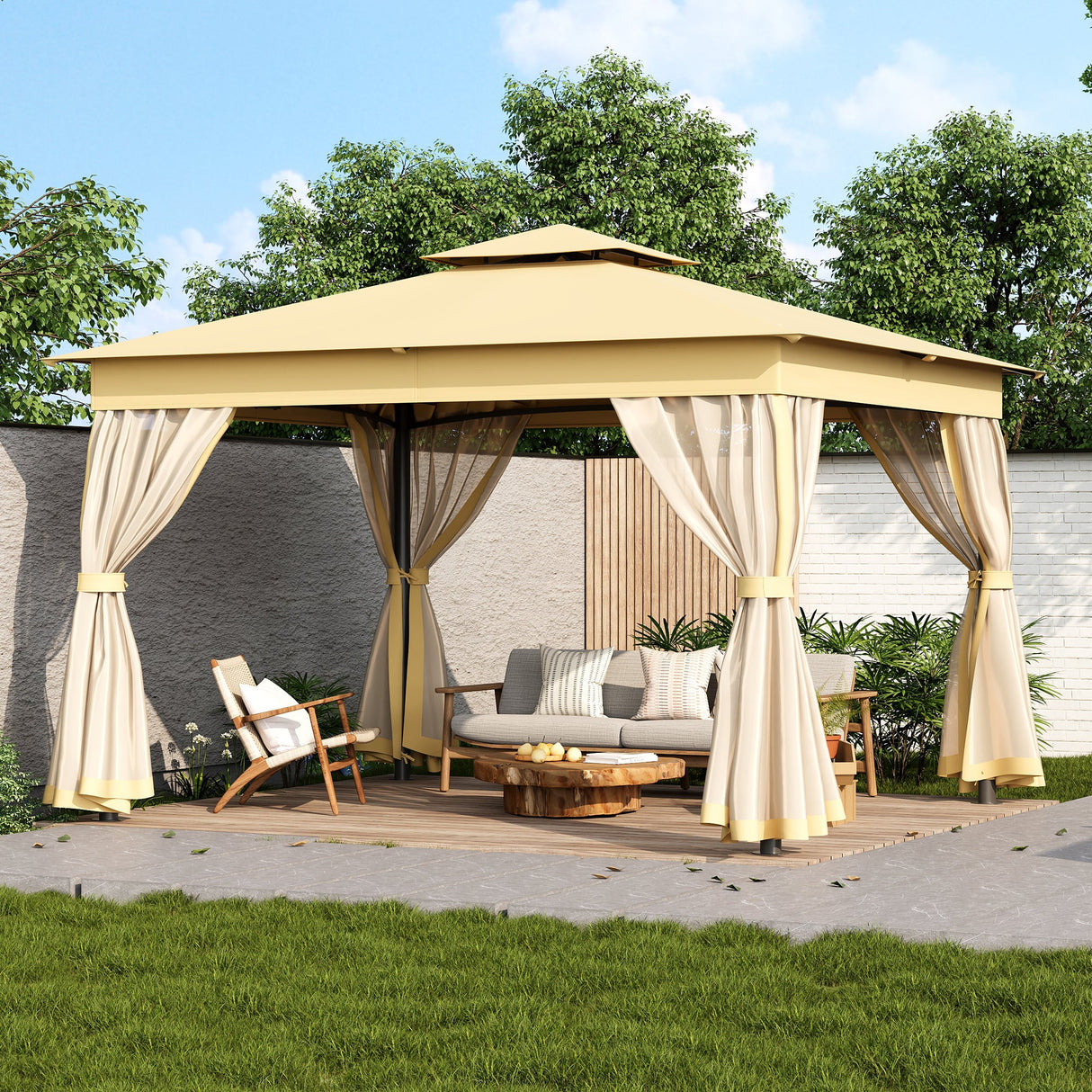 10'x12' All-Season Double-Roof Hardtop Gazebo