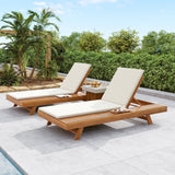 Lounge Chaise Set, Acacia Wood with Water-Resistant Cushions
